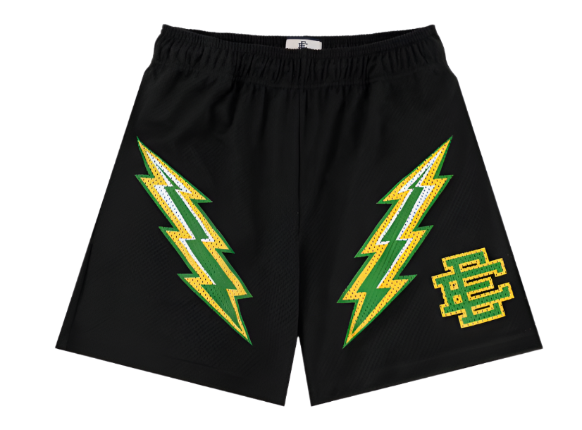 Eric Emanuel Black/Green Bolt Shorts